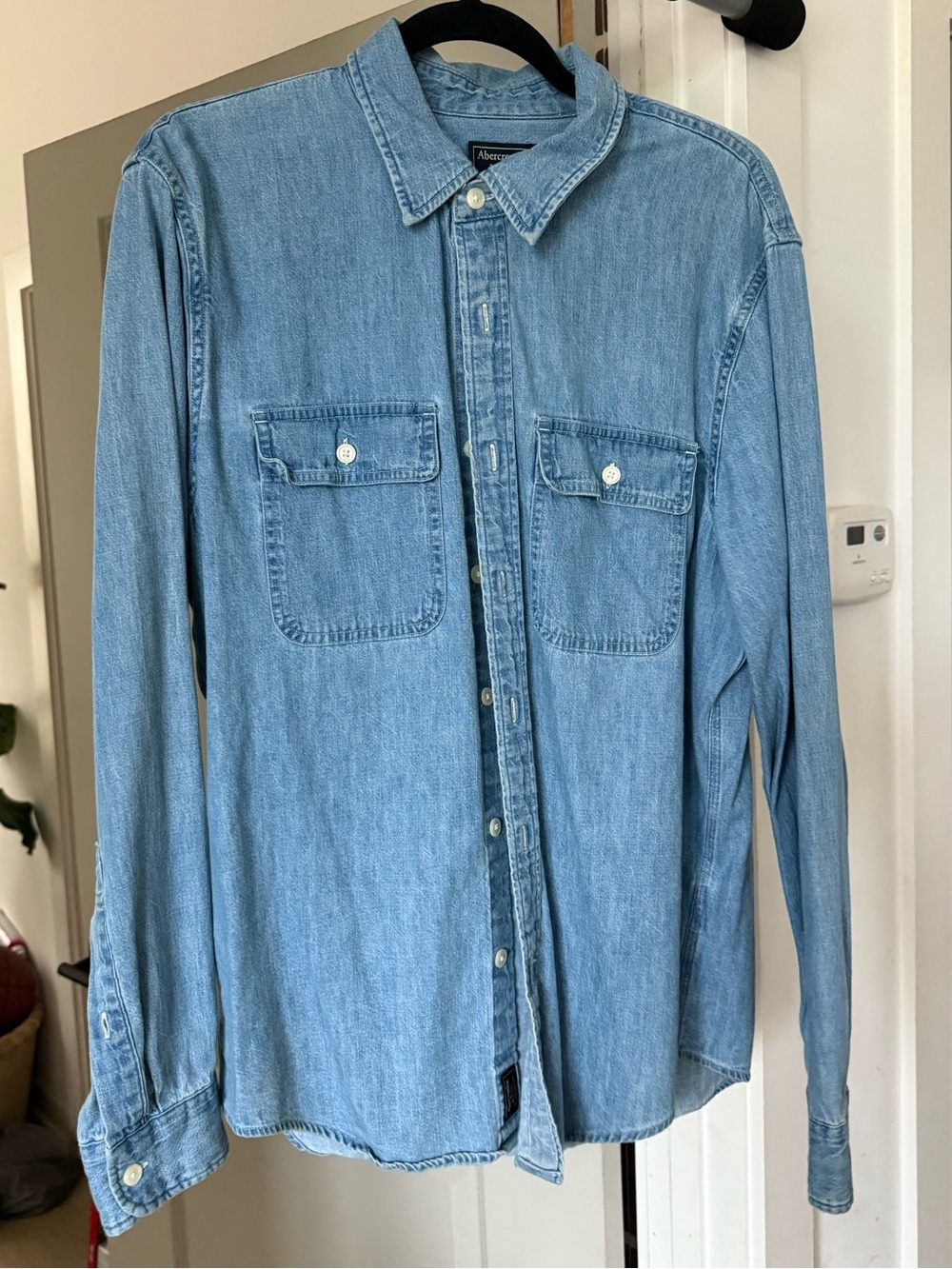 Abercrombie & Fitch Light Blue Denim Shirt - Men's Button-Up
